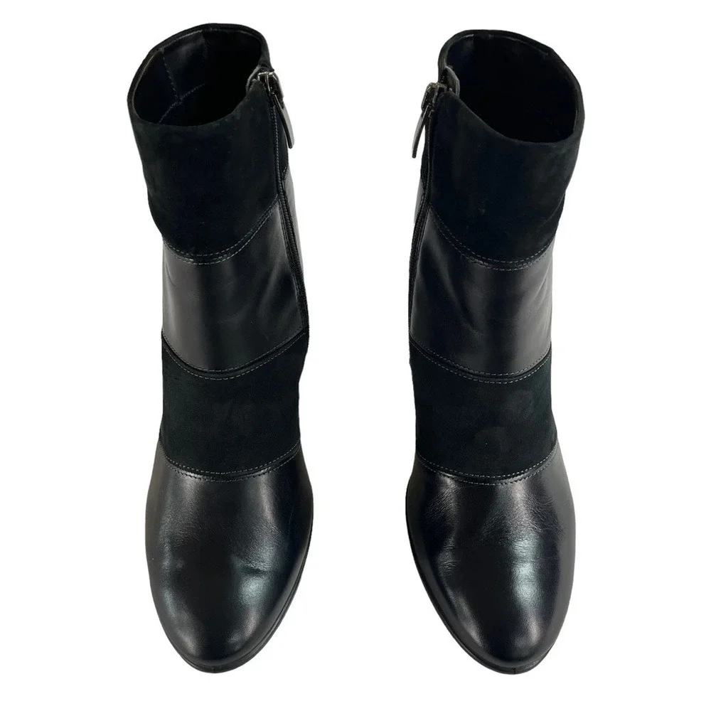 Ecco Boots Womens Size 7-7.5 Black Ankle Side Zipper Heel Booties‎